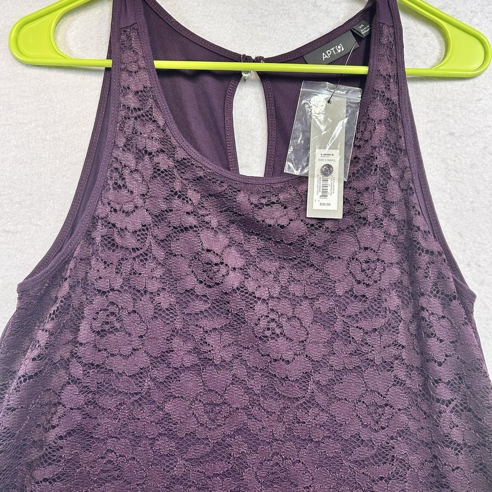 Apt.9 Ladies Purple Lace Tank Top XS NWT